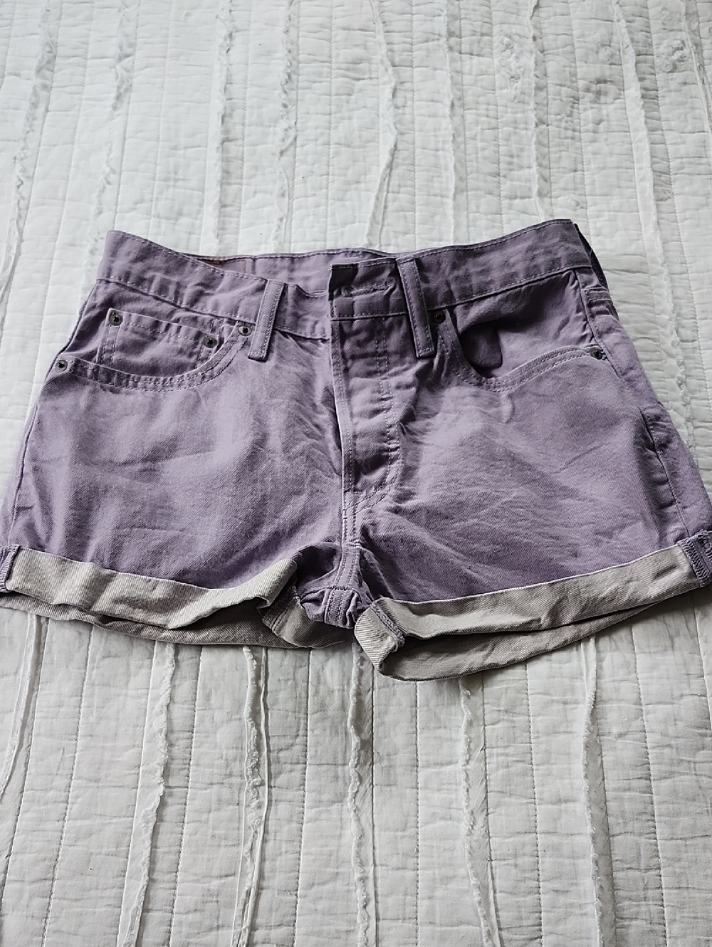 Levi's 501 Lavender Rolled Hem Denim Shorts